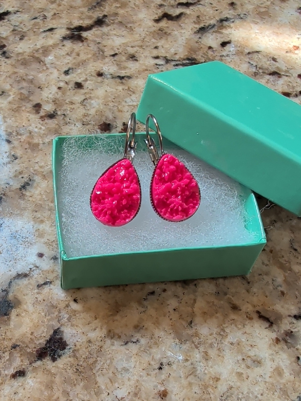 5 For $25.00- Pink Teardrop Druzy Style Earrings - Women's Jewelry
